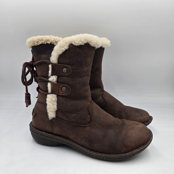 UGG Australia Akadia Boots [1007760] Brown Leather Mid Calf Round Toe Size 8 - Picture 1 of 7